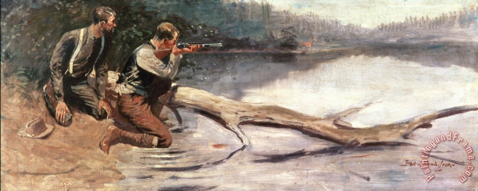 960x383 Frederic Remington The Winchester Painting - Winchester Painting