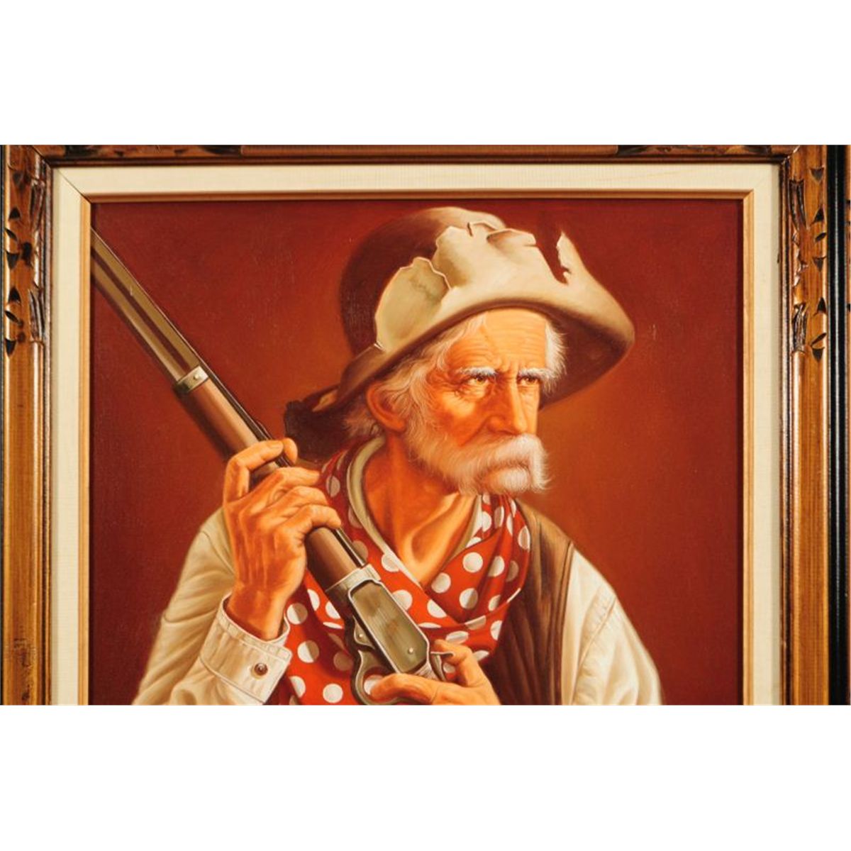 1200x1200 Cowboy Amp Winchester Oil Painting - Winchester Painting