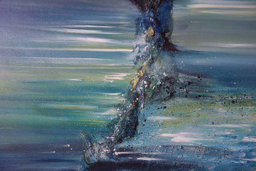 900x600 Whirlwind Abstract Wind Painting, Original Blue Wind Storm Painting - Wind Painting