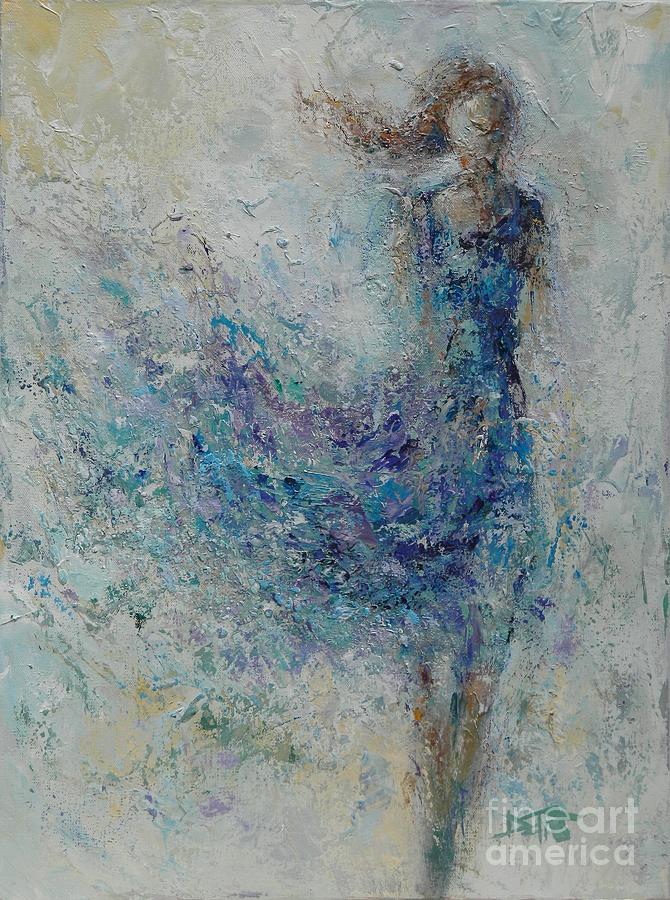 670x900 Woman In The Wind Painting By Dan Campbell - Wind Painting