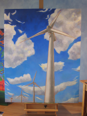 300x400 Marie's Art Journey Noon Clouds And The Wind - Wind Turbine Painting