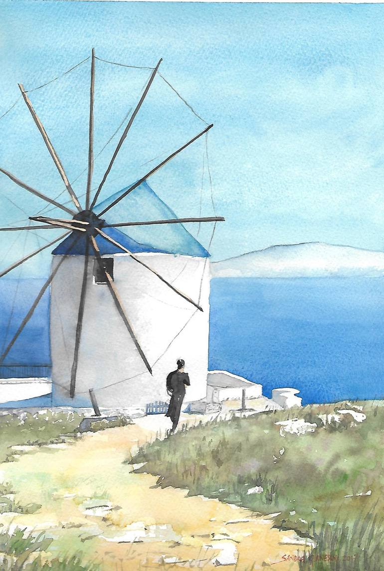 770x1144 Saatchi Art The Windmill Painting By Sandra Gianesini - Windmill Painting