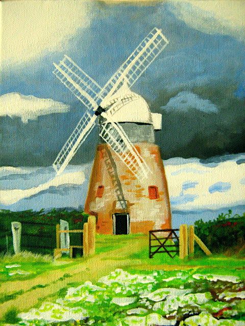 480x640 Windmill Watercolor Paintings For Beginners - Windmill Painting