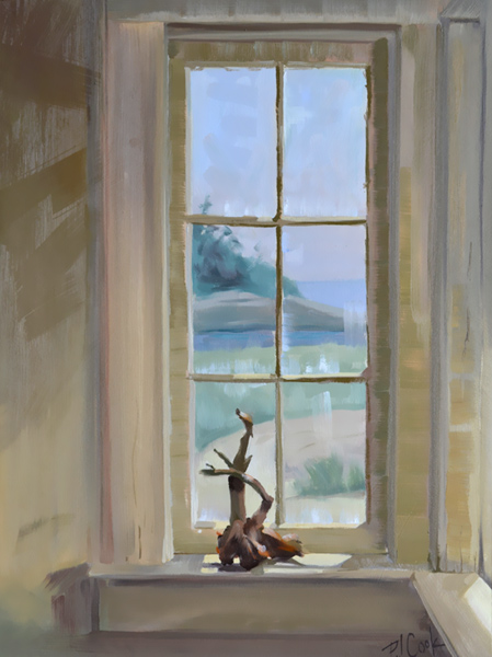 449x600 New Oil Painting Interior Window View - Window Art Painting