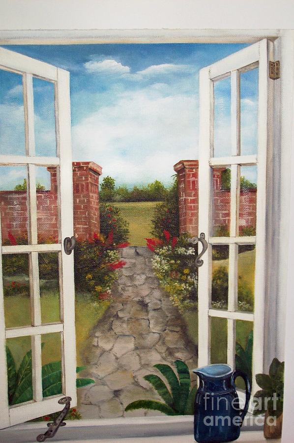 598x900 Through The Window Painting By Kenneth Harris - Window Art Painting
