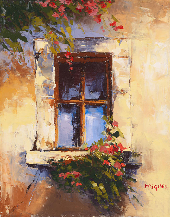 707x900 Tuscan Window Painting By Maria Gibbs - Window Art Painting