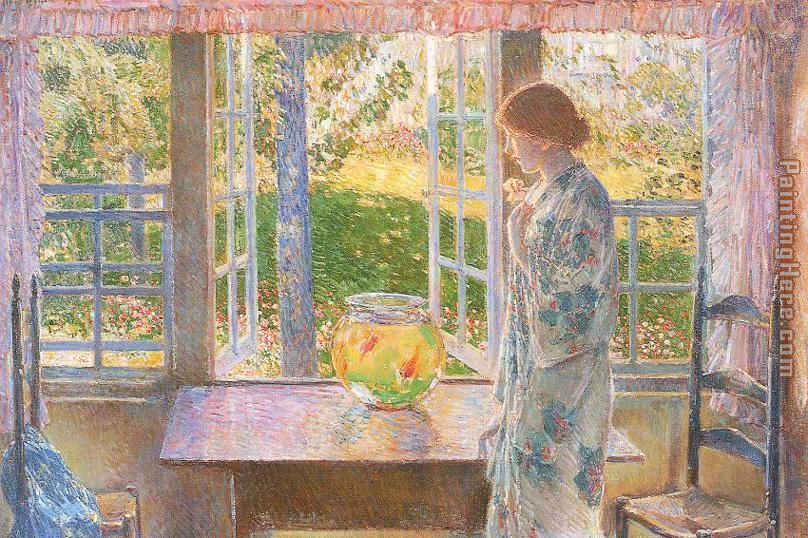 808x538 Childe Hassam The Goldfish Window Painting Anysize 50% Off - Window Art Painting