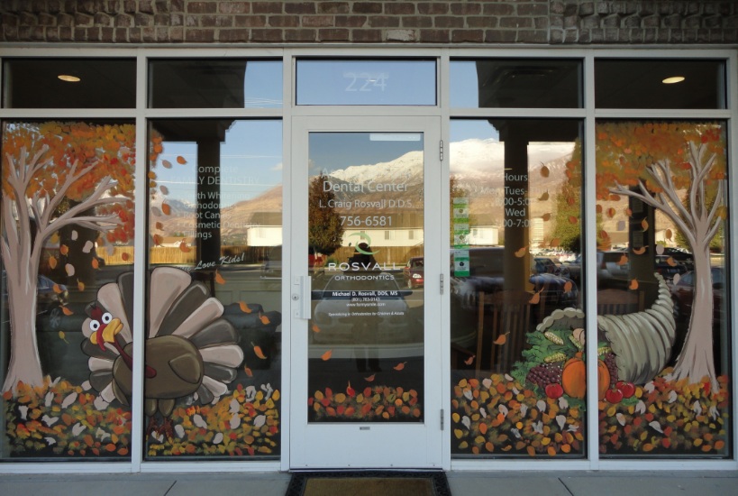 819x550 Bawden Fine Murals Window Painting Seasons Spring,summer, Fall Etc. - Window Art Painting