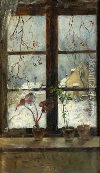 346x600 Painting Of Window Scene - Window Scene Painting
