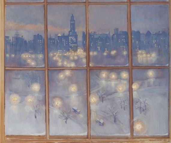570x478 Scene From My Window After The Snow Storm - Window Scene Painting
