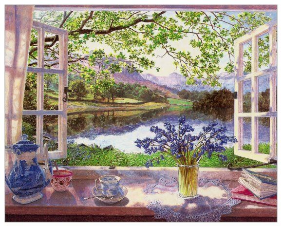579x466 I Like Paintings Of Window Views. This One Is By Stephen - Window View Painting