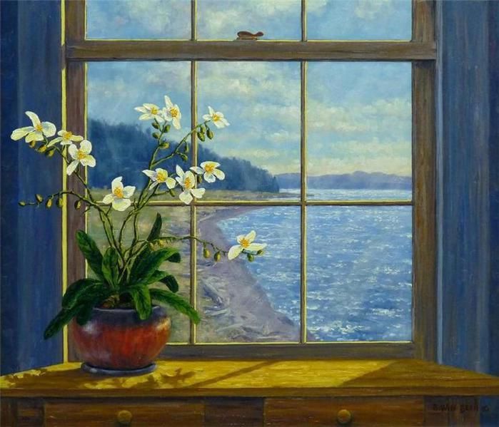699x599 The 310 Best Windowscapes Images On Windows, Balconies - Window View Painting