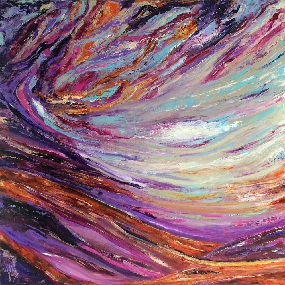 1000x1000 Windswept' Framed Contemporary Abstract Scottish Landscape - Windswept Painting