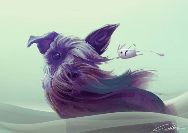 600x424 A Scottish Terrier And An Alien Blob Are Windswept In This Funny - Windswept Painting