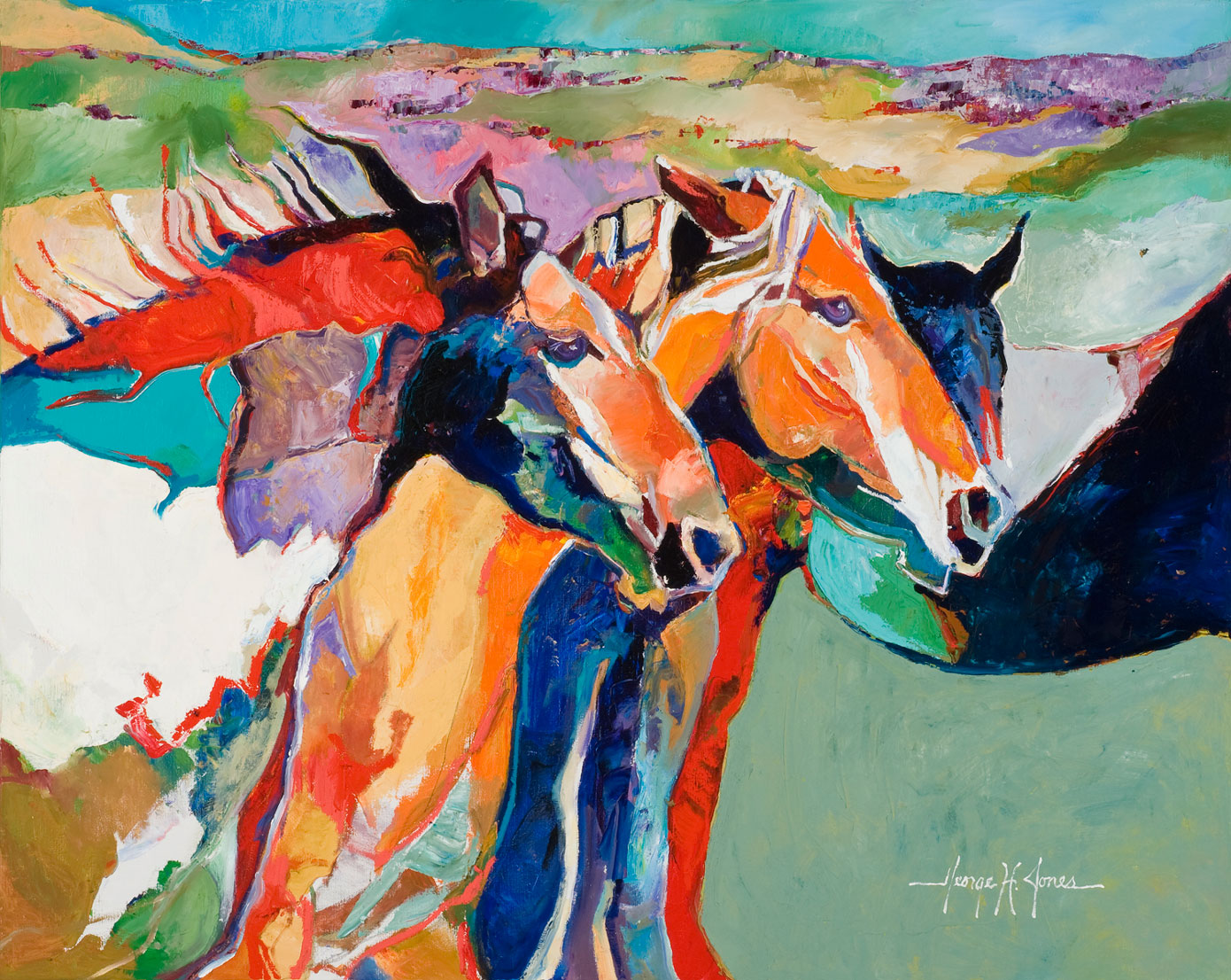 1390x1106 Windswept George H. Jones Texas Artist - Windswept Painting