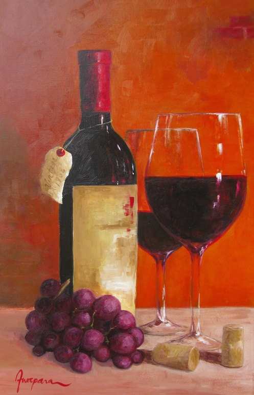 497x774 Wine Painting Beautiful Art Canvas Acrylic Painting Wine Bottle - Wine Bottle And Glass Painting