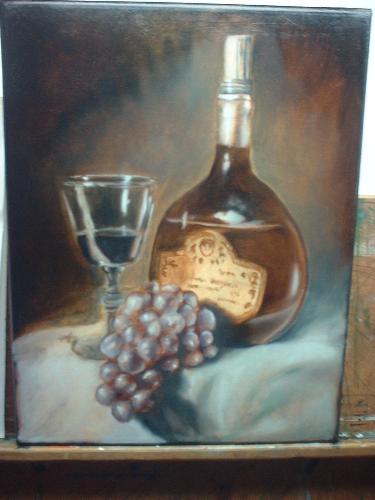 375x500 How To Paint Still Life Grapes, Wine Bottle, And Glass. - Wine Bottle And Glass Painting