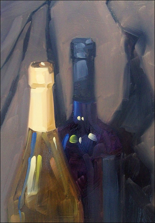500x720 How To Realistically Paint Colored Glass Wine Bottles Using Oil Paint - Wine Bottle Art Painting