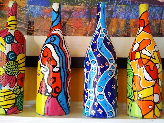 700x525 Colorful Wine Bottle Art. Crafts For Me Wine - Wine Bottle Art Painting