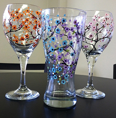 443x450 Wine Weds - Wine Glass Art Painting