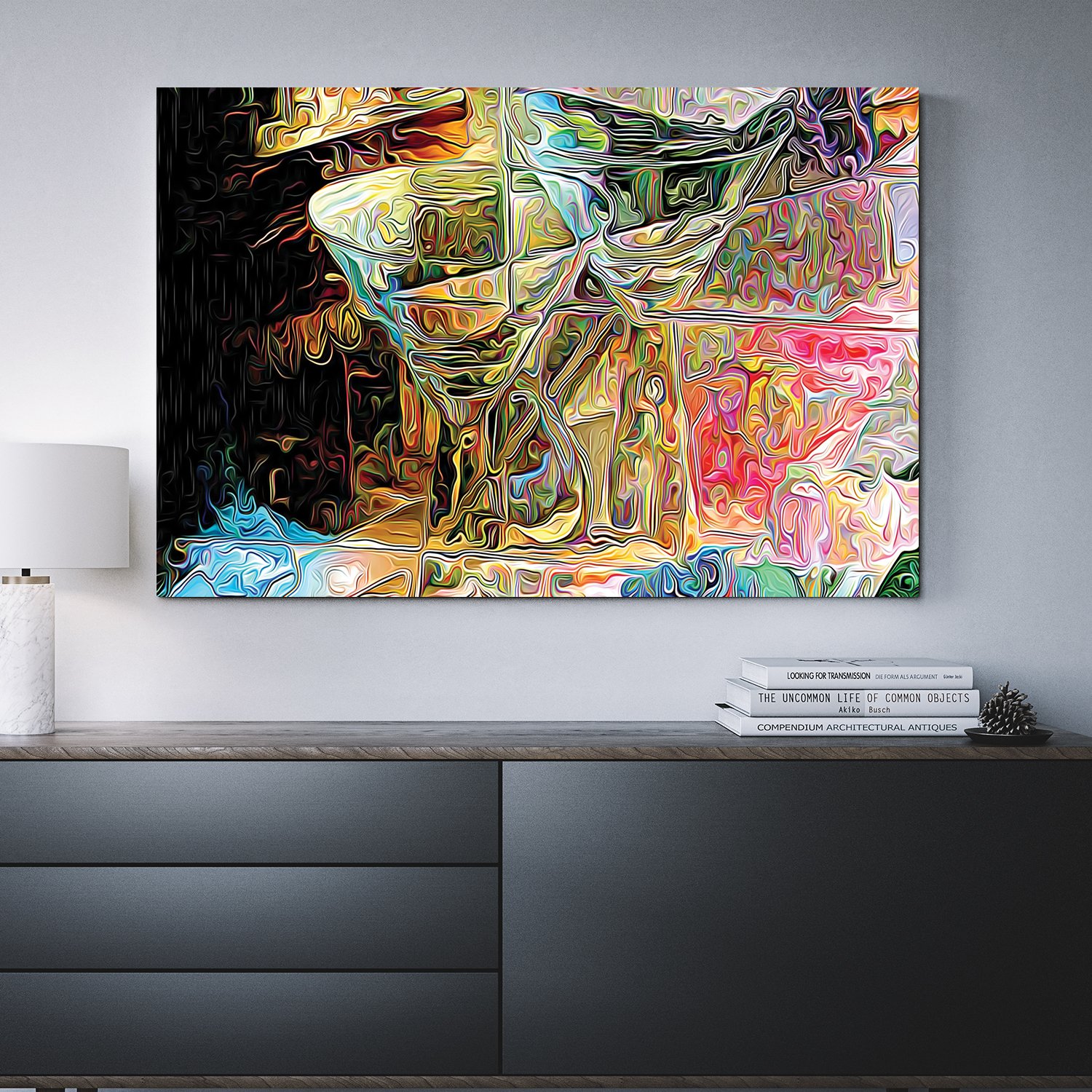 1500x1500 Colorful Abstract Wine Glass 1 Piece Canvas Painting - Wine Glass Canvas Painting