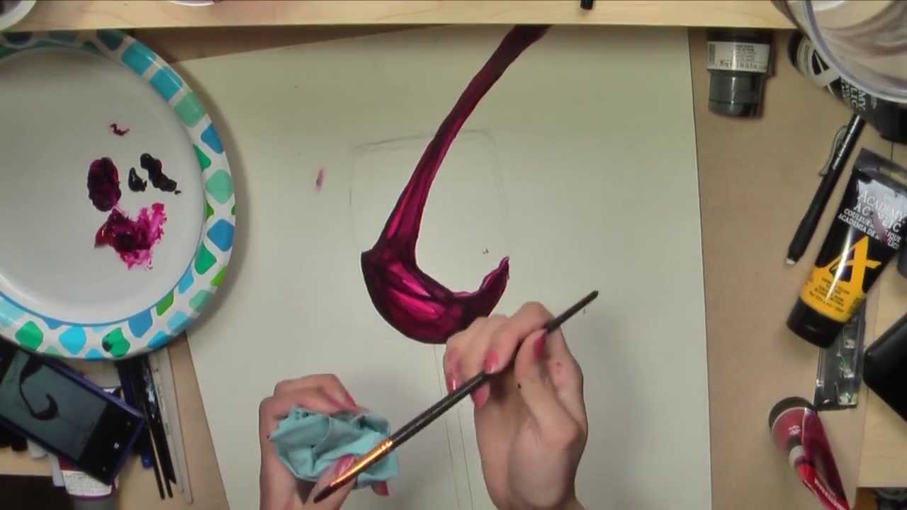 1280x720 How To Paint A Wine Glass In Acrylic - Wine Glass Canvas Painting