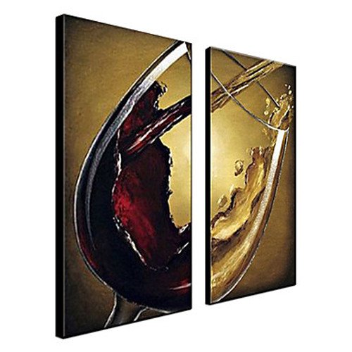 500x500 Unitary Modern Stretched 100% Hand Painted Still Life Wine Glass - Wine Glass Canvas Painting
