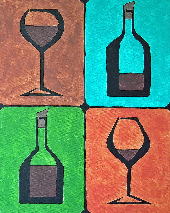 719x900 Wine Glass And Bottle Painting By Brian Roberts - Wine Glass Canvas Painting