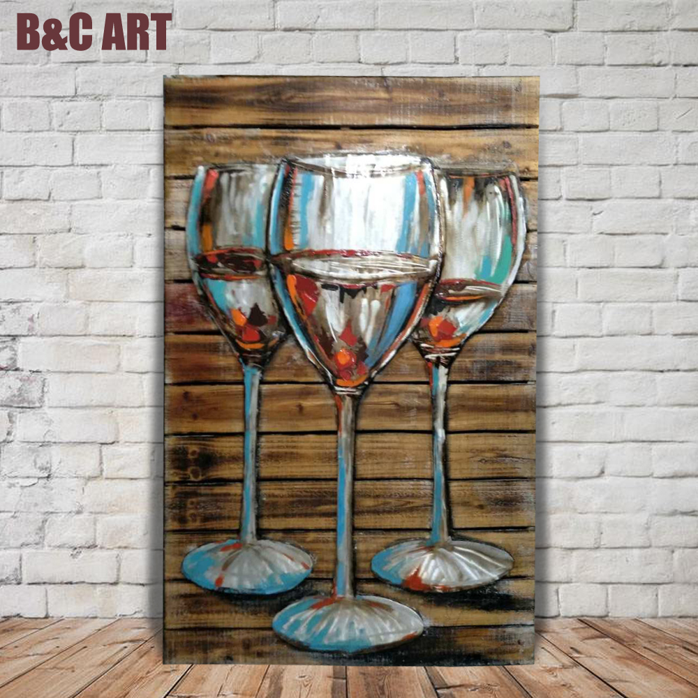 1000x1000 Semi Abstract Art Acrylic Wine Glass Oil Painting On Wood - Wine Glass Oil Painting