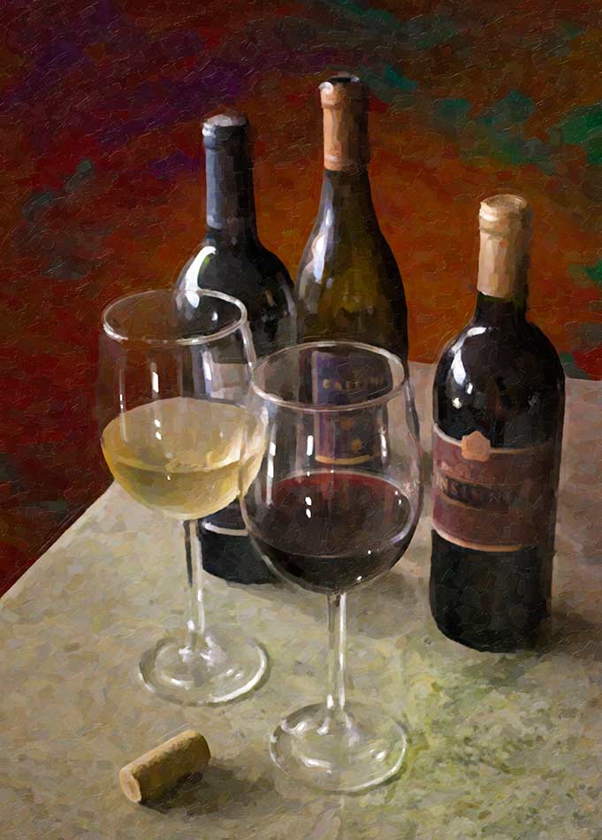 681x950 Wine For Two Oil Painting - Wine Glass Oil Painting