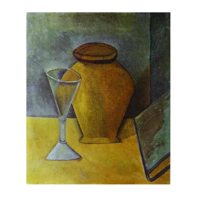 800x800 Pot Wine Glass And Book By Pablo Picasso Oil Painting Art Gallery - Wine Glass Oil Painting