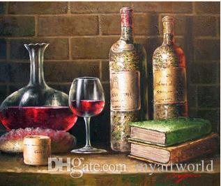 317x268 2018 Framed Wine Cellar Tasting Bottles Glass Books,pure Hand - Wine Tasting Painting