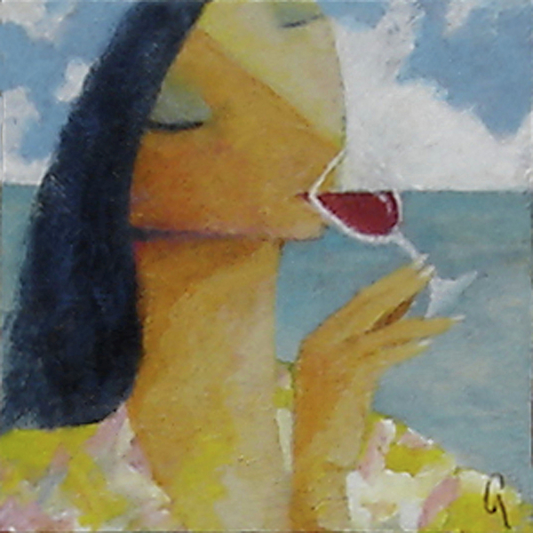 600x600 Caribbean Wine Tasting Painting By Glenn Quist - Wine Tasting Painting