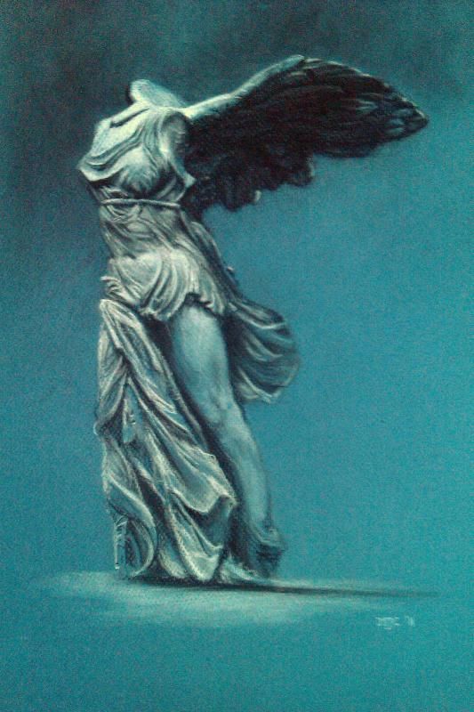 533x800 Winged Victory Of Samothrace Drawing Black And White Charcoal - Winged Victory Painting