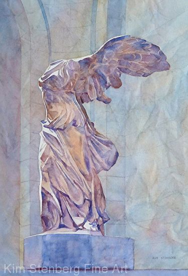 375x550 Winged Victory Of Samothrace By Kim Stenberg Watercolor ~ 20 X 14 - Winged Victory Painting