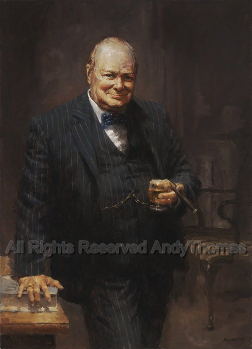 506x700 Winston Churchill Fine Art American Presidential Civil War - Winston Churchill Bulldog Painting