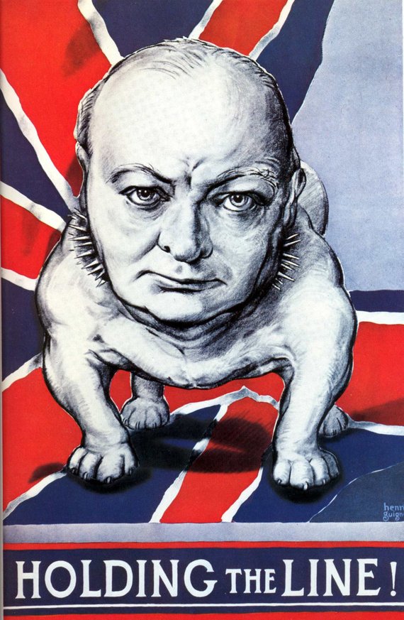 570x873 British Bulldog Winston Churchill Victory Propaganda - Winston Churchill Bulldog Painting