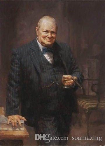 360x500 Sir Winston Churchill,100%handpainted Leader Portrait Art Oil - Winston Churchill Painting