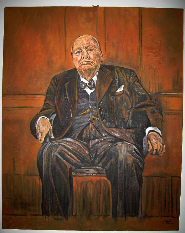 591x744 Sutherland's Painting Of Winston Churchill - Winston Churchill Painting