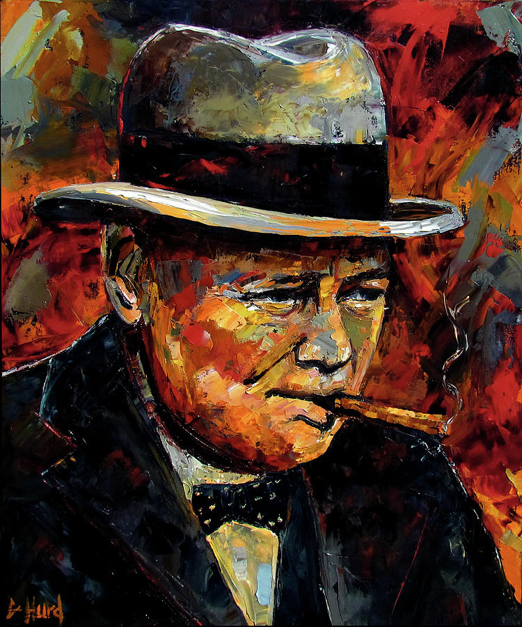 750x900 Winston Churchill Portrait Painting By Debra Hurd - Winston Churchill Painting