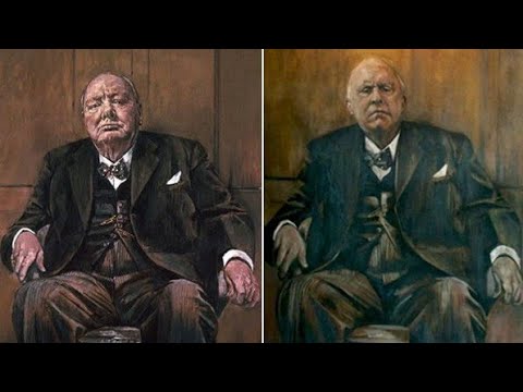 480x360 Destroying The World Famous Portrait Of Winston Churchill. - Winston Churchill Painting
