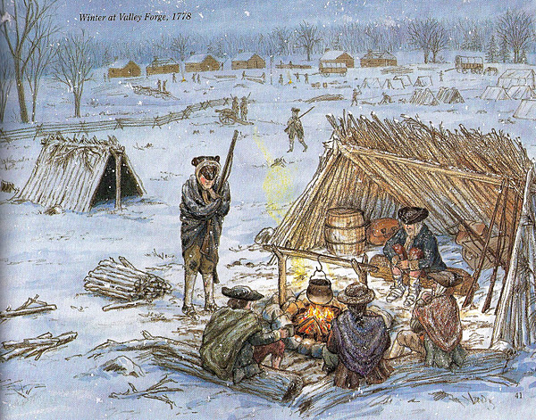 600x471 Winter, 1777 Emerging Revolutionary War Era - Winter At Valley Forge Painting