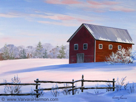 Winter Barn Painting At Paintingvalley.com 