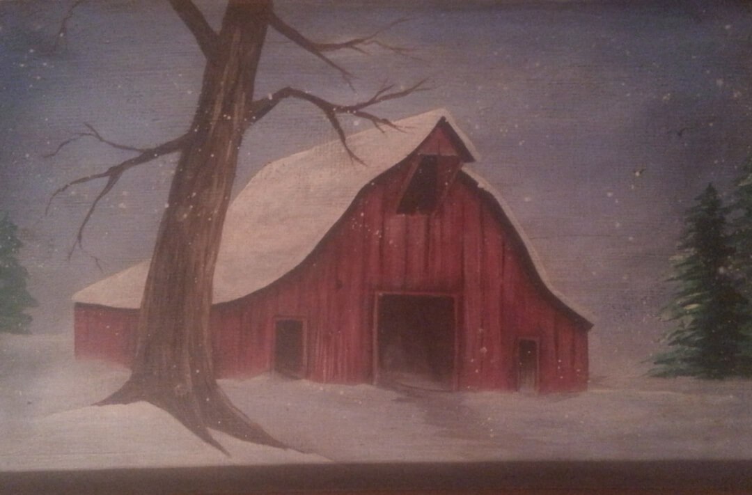 1080x711 Take A Class Paint A Winter Barn Scene - Winter Barn Painting