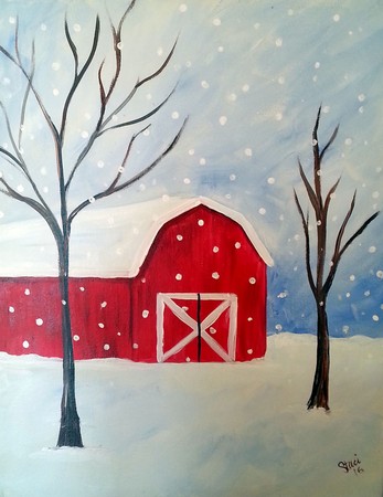 Winter Barn Painting at PaintingValley.com | Explore collection of ...