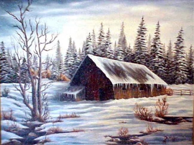 650x488 Winter Barn - Winter Barn Painting