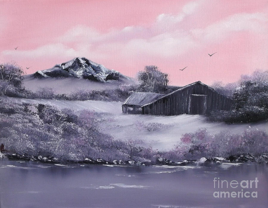 900x697 Winter Barns Painting By Cynthia Adams - Winter Barn Painting