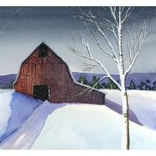 225x225 Image Result For Barn Watercolor Paintings Old Barns - Winter Barn Painting