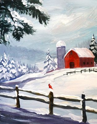 Winter Barn Painting At Paintingvalley Com Explore Collection Of