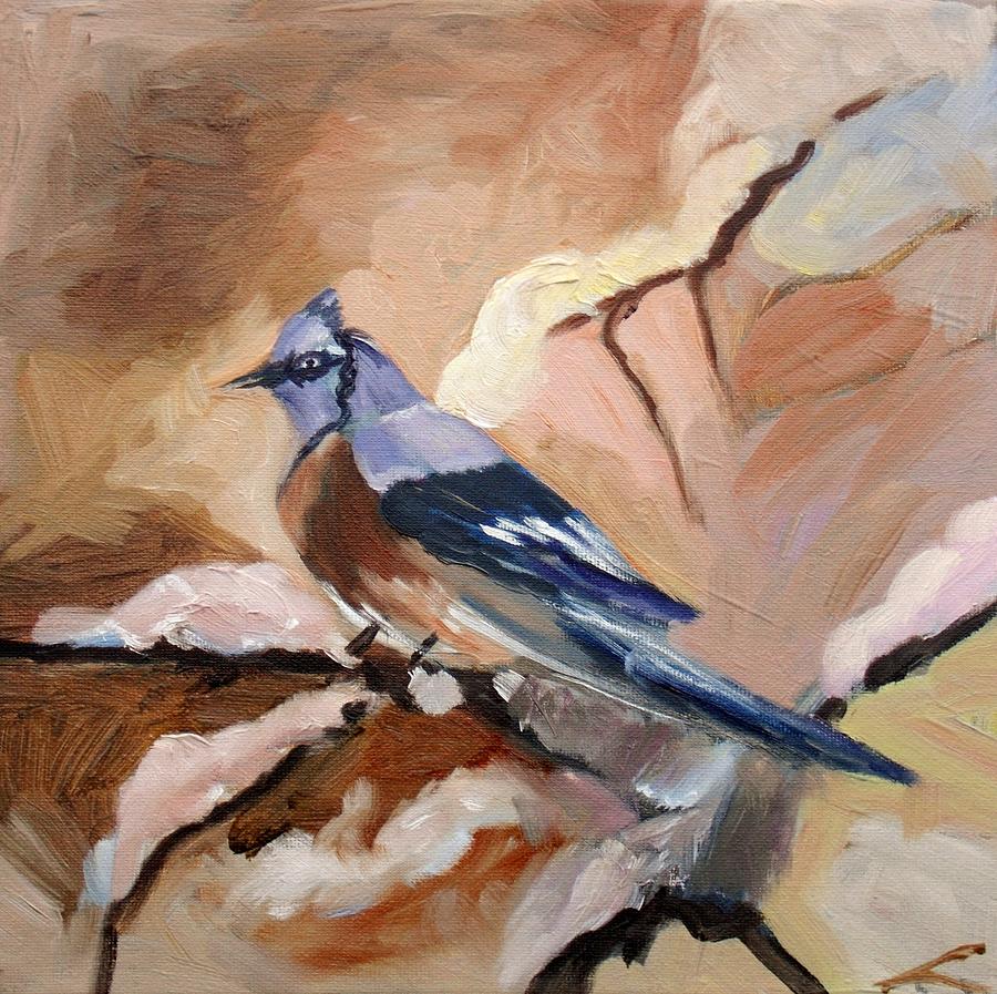 900x897 Winter Bird Painting By Elena Sokolova - Winter Bird Painting